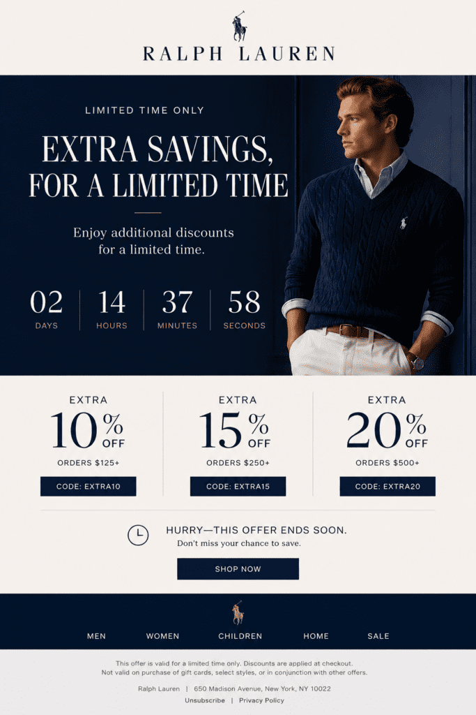 ralph lauren countdown email