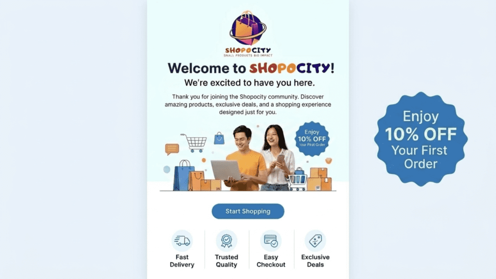 shopocity welcome email