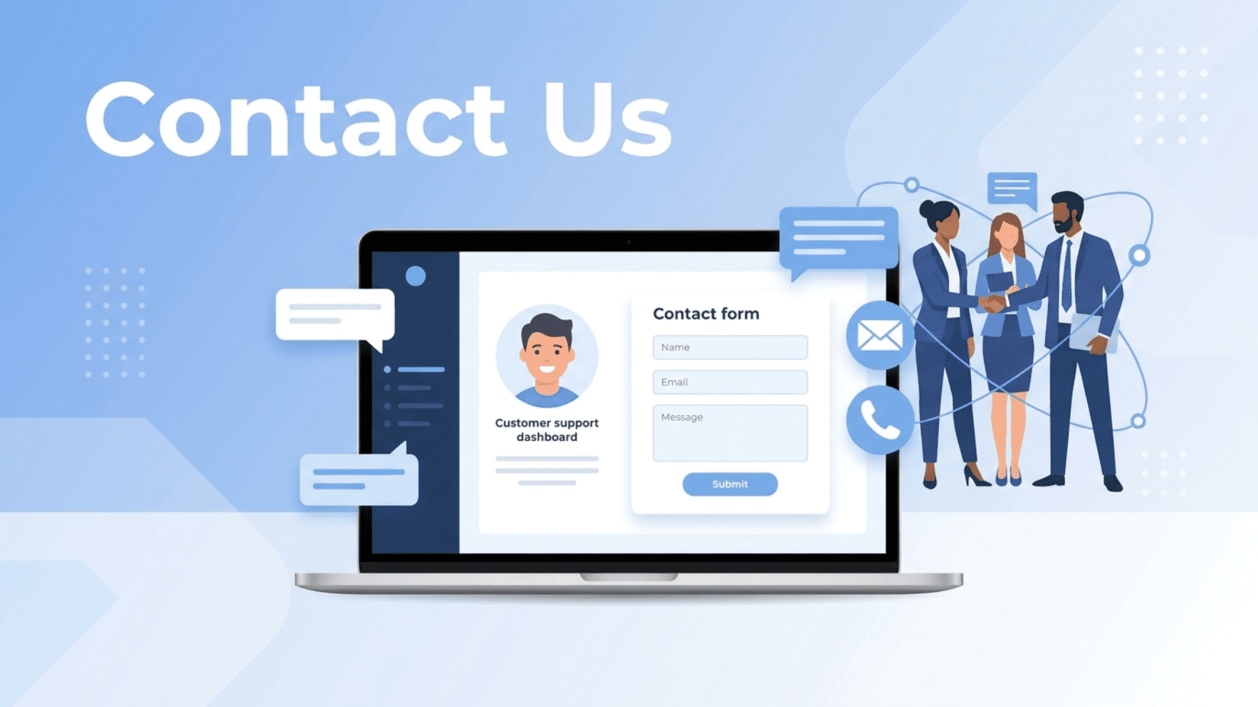 Contact us page featuring customer support and business communication